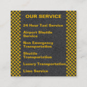3D Yellow Taxi 24/7 Service Cab Driver Vierkante Visitekaartje (Achterkant)