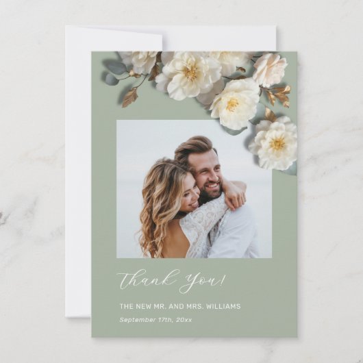 3D Yellow White Roses Bedankkaart (Voorkant)