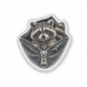 3D Zachte Wasbeer In Ritszak Vinyl Sticker (Voorkant)