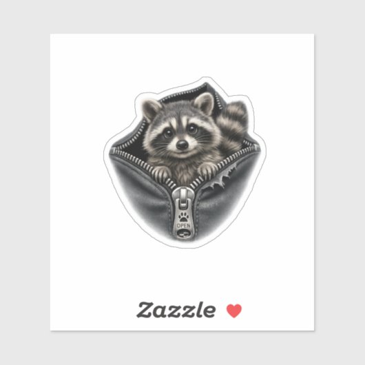 3D Zachte Wasbeer In Ritszak Vinyl Sticker (Vel)