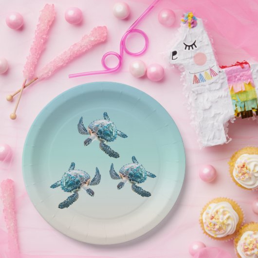 3D Zee Schildpadden Ocean Thema Papieren Bordje (Feest)
