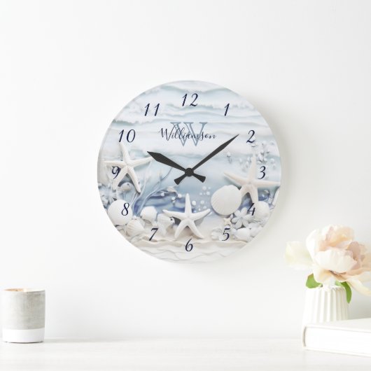 3D Zeeen sterren en schelpen | Kustmonogram Grote Klok (Huis)