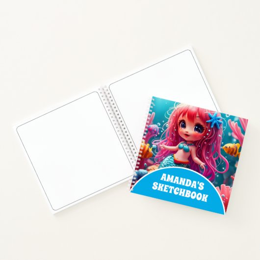 3D Zeemeermin gepersonaliseerd Kinder schetsboek Notitieboek (Binnen)