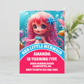 3D Zeemeermin Onder het Zee Verjaardag Kaart (Staand voorkant)