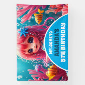 3D Zeemeermin Onder het Zee Verjaardagsfeest Spandoek (Verticaal)