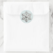 3d Zilveren Sneeuwvlok Blauwe Kerst Ronde Sticker (Tas)