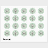 3D zilveren sneeuwvlok groene Kerstmis Ronde Sticker (Vel)