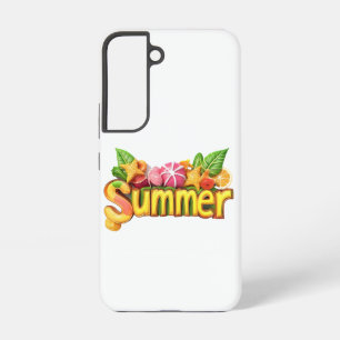 3d Zomer Tekst - Kleurrijke Zomer Tekst met Fruit Samsung Galaxy Hoesje