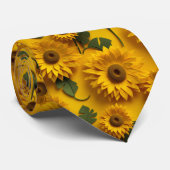 3D Zonnebloem Patroon - Vetgedrukte Bloemen Design Stropdas (Opgerold)