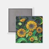 3D Zonnebloemen Magneet (Voorkant / Achterkant)