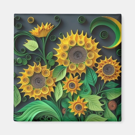 3D Zonnebloemen Magneet (Voorkant)