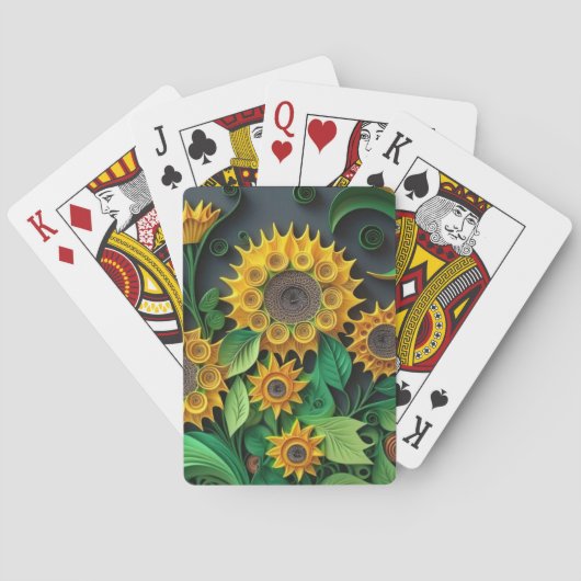 3D Zonnebloemen Pokerkaarten (Achterkant)