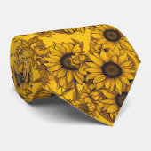 3D zonnebloemen Stropdas (Opgerold)