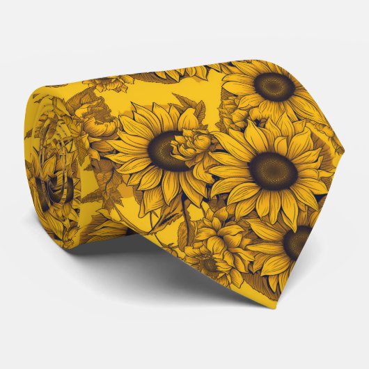 3D zonnebloemen Stropdas (Opgerold)