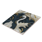 3D zwaan, wit goud en blauw Tegeltje (Zijkant)