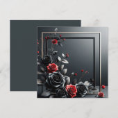 3D-zwart-rode rozen Kaart (Voorkant / Achterkant)