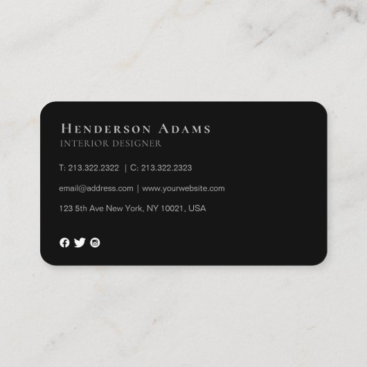 3D zwart-witte Waterverf Monogram Logo Visitekaartje (Achterkant)