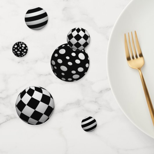 3D zwarte en witte ballen Confetti (Groep)