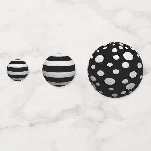 3D zwarte en witte balls Confetti (Voorkanten)