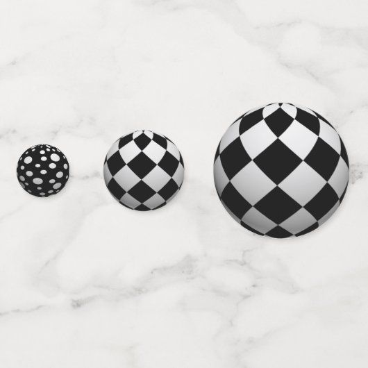 3D zwarte en witte balls Confetti (Achterkanten)