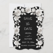 3D Zwarte En Witte Rozen Save The Date Kaart (Voorkant)