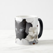 3D Zwarte kat Magische Mok (Voorkant rechts)