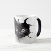 3D Zwarte kat Magische Mok (Voorkant rechts)