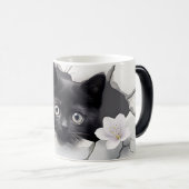 3D Zwarte kat Magische Mok (Voorkant rechts)