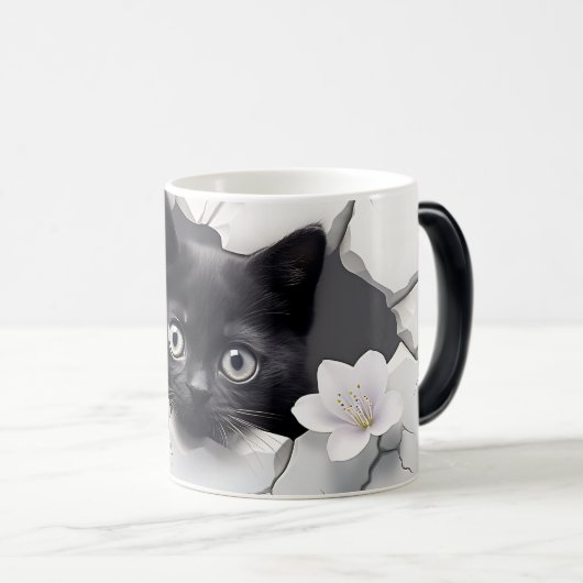 3D Zwarte kat Magische Mok (Voorkant rechts)