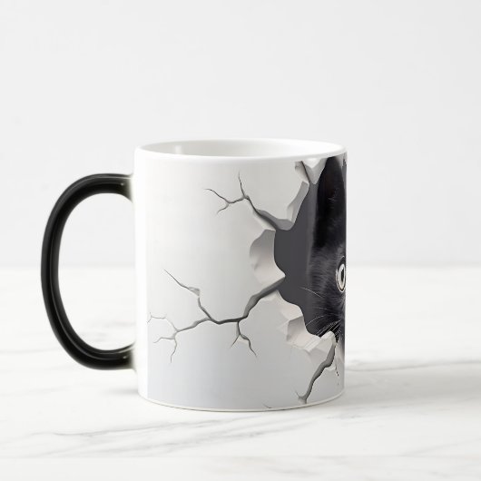 3D Zwarte kat Magische Mok (Links)