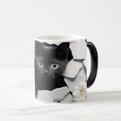 3D Zwarte kat Magische Mok (Voorkant rechts)