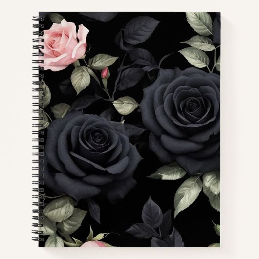 3D zwarte Rozen Notitieboek (Voorkant)