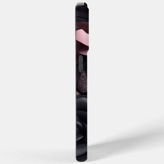 3D zwarte Rozen & vlinder Case-Mate iPhone Case (Achterkant / Rechts)