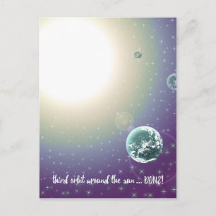 3de Birthday Orbit rond de zon Briefkaart