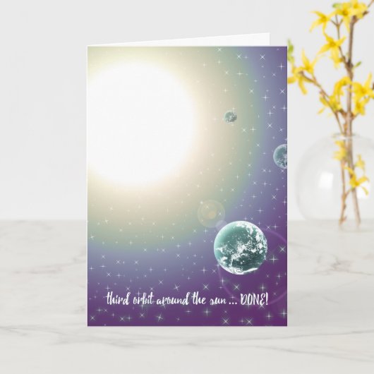 3de Birthday Orbit rond de zon Kaart (Gele Bloem)