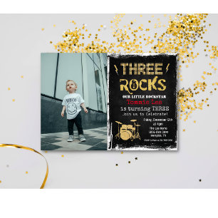 3de Birthday Rockstar fotouitnodiging Kaart