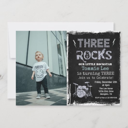 3de Birthday Rockstar fotouitnodiging Kaart (Voorkant)