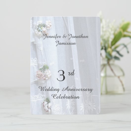 3de bruiloft Jubileum Party,  kant Kaart (Staand voorkant)