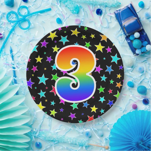 3de evenement: Vet, Fun, kleurrijke regenboog 3 Papieren Bordje (Feest)