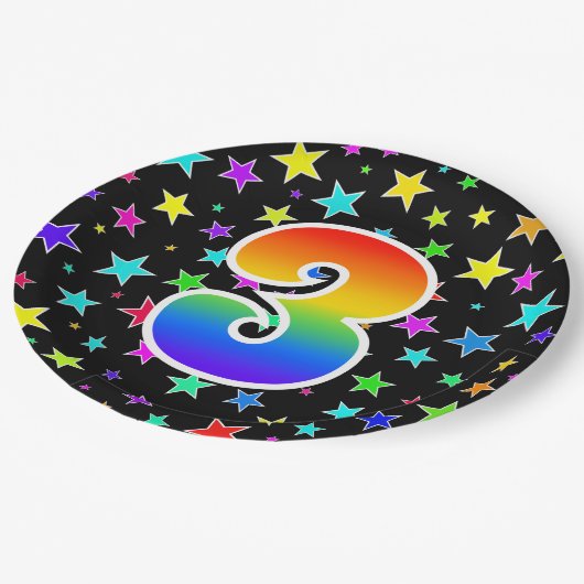 3de evenement: Vet, Fun, kleurrijke regenboog 3 Papieren Bordje (Gekanteld)