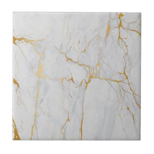 3de Gold Veined White Faux Marble 4,5-inch & 6-inc Tegeltje