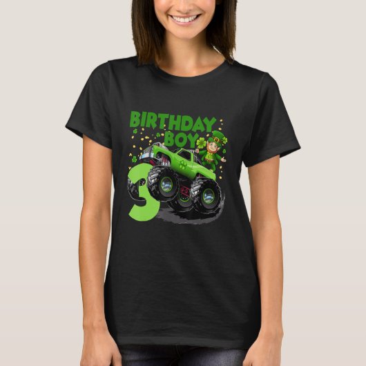 3de jaar oude marthday Boy Monster Truck St Patric T-shirt (Voorkant)