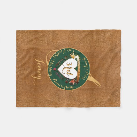 3de Jubileum  Leder Afbeelding Fleece Deken (Voorkant (Horizontaal))