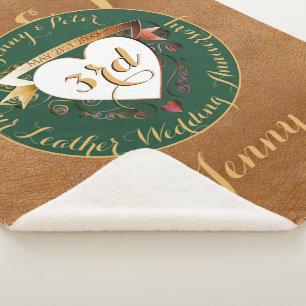 3de Jubileum Leder Afbeelding Sherpa Deken