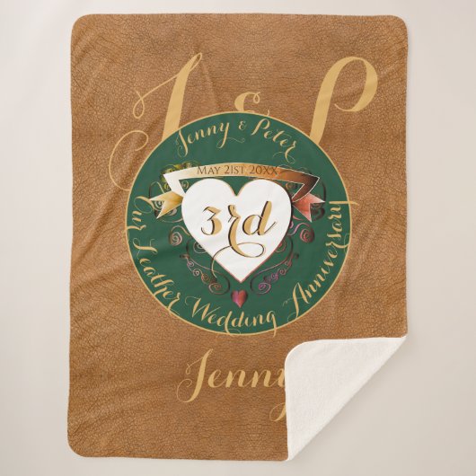 3de Jubileum Leder Afbeelding Sherpa Sherpa Deken (Voorkant)