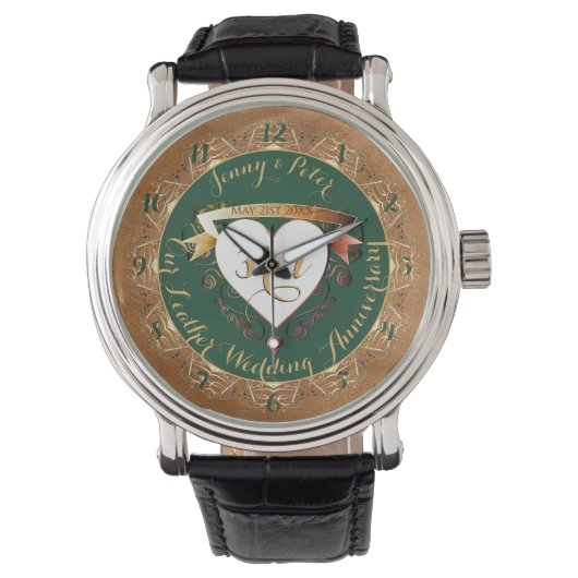 3de Jubileum  Leder Afbeelding Watch Horloge (Voorkant)