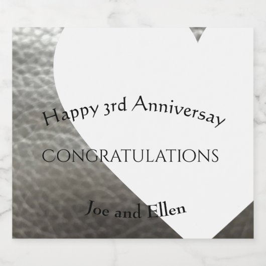 3de Jubileum, leder Jubileum Sparkling Wijnetiket (Enkel label)