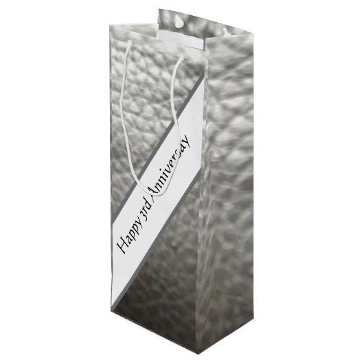 3de Jubileum, leder Jubileum Wijn Cadeautas (Achterkant Gekanteld)