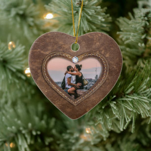3de Jubileum van het huwelijk Lederhartfoto Keramisch Ornament