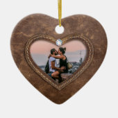 3de Jubileum van het huwelijk Lederhartfoto Keramisch Ornament (Voorkant)